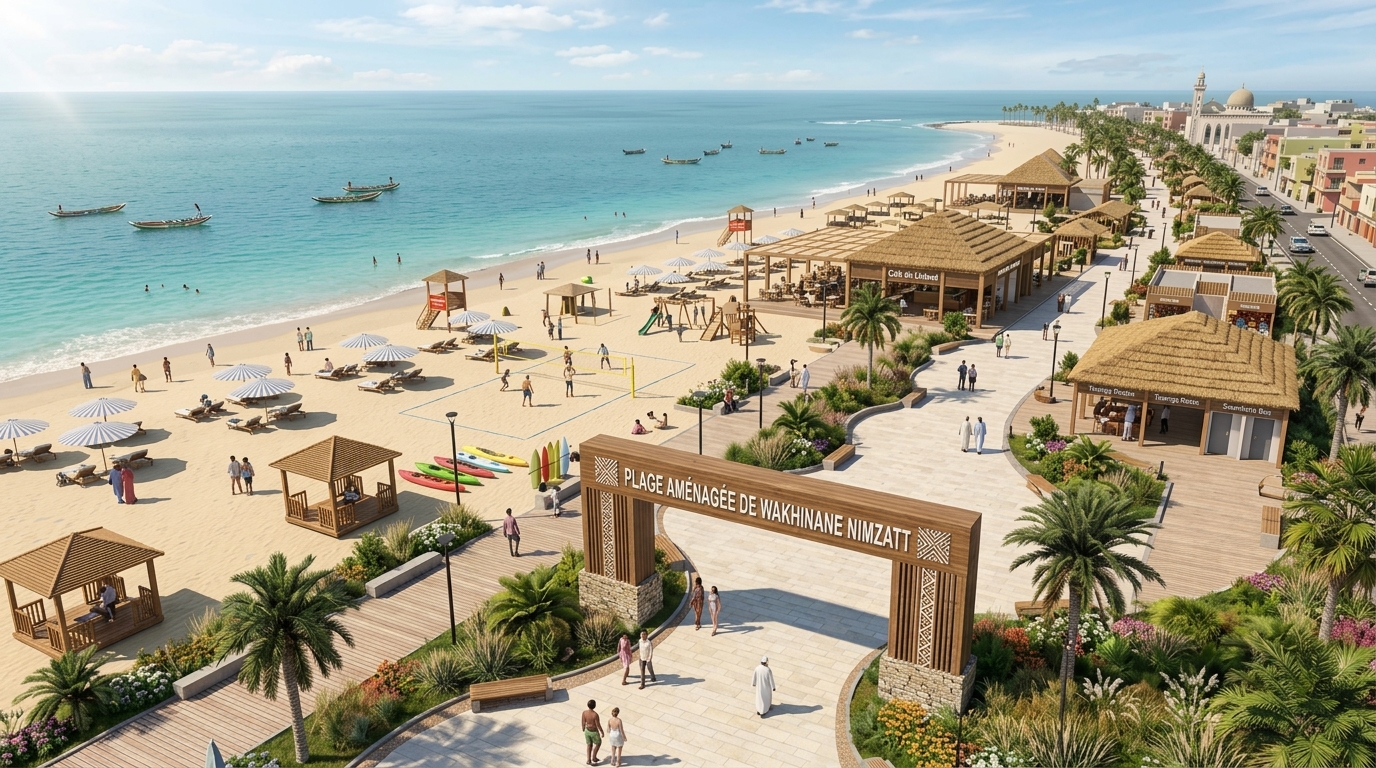 Plage aménagée et sécurisée